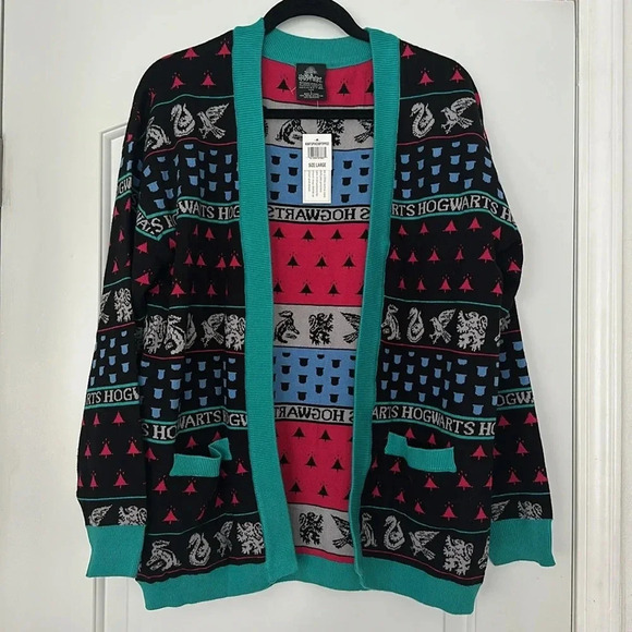 NWT Bioworld Harry Potter Hogwarts House Holiday Cardigan Sz L & XL - Picture 5 of 11